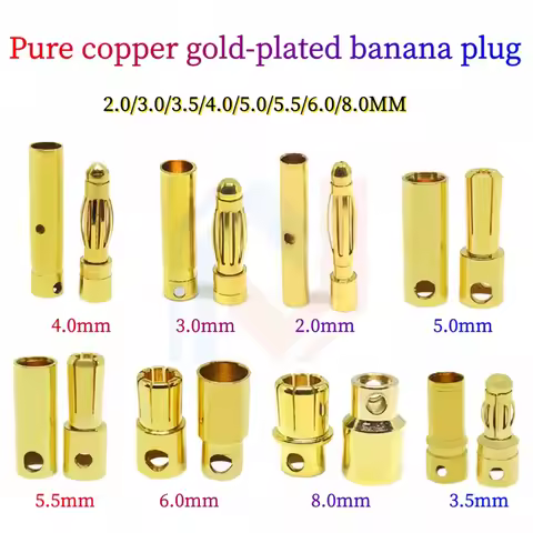 Banana Plug Gold Plated Copper Brushless Motor Bullet Connector For ESC Battery GC Wholeale 2mm 3mm 