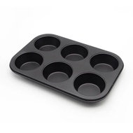 6 Cups Carbon Steel+Non-Stick Coating Muffin Cup Baking Tray Egg Tart Pudding Bread Cake Mould DIY H