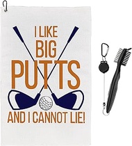 Ecezatik I Like Putts and I Cannot Lie - Funny Golf Towels for Golf Bags Women Men with Clip - Golf Accessories for Women Men, Golf Gifts for Women Men, Gifts for Golfers, Golf Towel and Brush Set