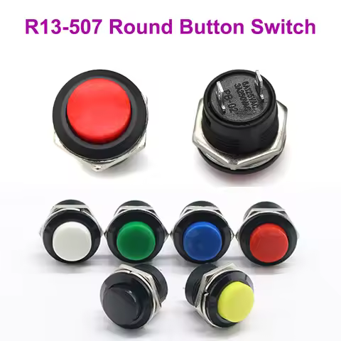 2/5/10/30/50/100pcs R13-507 Momentary Push Button Switch Dia.16mm Momentary 6A/125VAC 3A/250VAC Roun