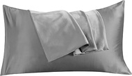 ZABER Silky Satin Pillowcases Only,Queen Size Standard Size with Envelope Closure-Satin Cooling Pillow Protector 2 Pack 20x30 inches for Hair and Skin (Gray, Pillowcases（2×20''×30''）)