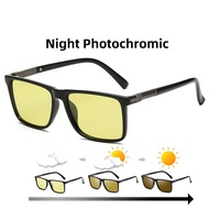 Men Advanced Photochromic Sunglasses TAC Polarized TR90 Light Square Frame Transition Lenses Colors Driving Sun Glasses