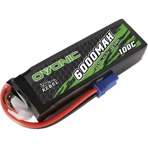 OVONIC 3S Lipo Battery 100C 6000mAh 11.1V Lipo Battery with EC5 Connector for Arrma 1/5 1/8 1/10 RC 