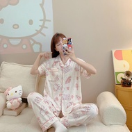 Korean pure Cotton Sleepwear Short Sleeve Pajama Set Home Wear terno for women #6