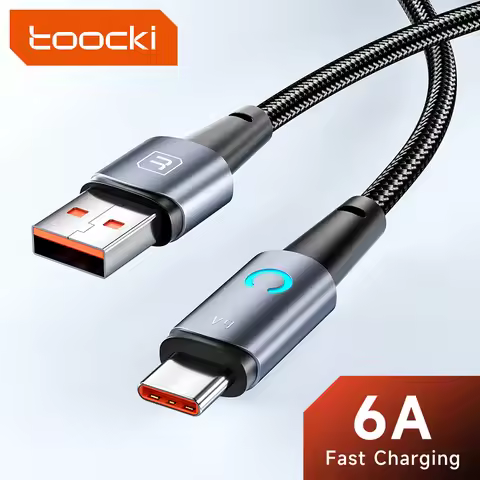 Toocki 6A USB Type C Cable For Huawei P40 P30 66W Fast Charging USB-C Charger Data Cord For Samsung 
