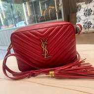 *SHIHNA名牌精品*YSL 流蘇款 紅色 相機包 肩背包