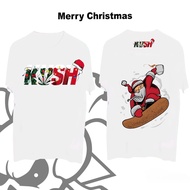 2024 KUSH Original Cotton T-Shirt 1 Christmas Clothes Black Colorful Print Santa/Skate