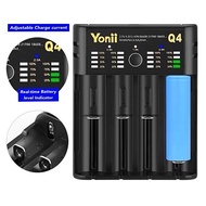 Yonii Q4 4-Slots USB-C Battery Charger for 3.7V 18650 21700 1.2V NiMH NiCd AA AAA