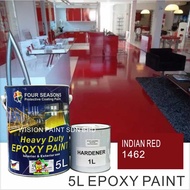 5Litre ( INDIAN RED 1462 ) Paint Epoxy Floor Paint Coating ( FOUR SEASONS ) 5L (Cat Lantai Simen Epoxy)