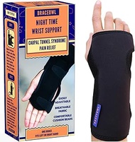BRACEOWL Carpal Tunnel Wrist Brace, Night Wrist Sleep Support Splint - Fits Right Hand or Left Hand,