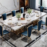 Marble Table High-End Postmodern Natural Villa Combination Dining Table Chair Stainless Steel Hong K