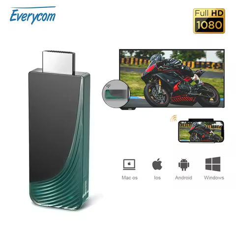 1080P Wireless Display Receiver HDMI-compatible TV Stick Ultra-Low Latency Plug & Play for Gaming, H