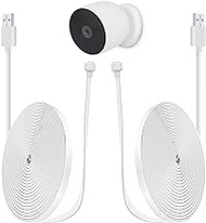 iTODOS 2 Pack 20ft/6m Power Cable Compatible with Google Nest Camera (Battery), Weatherproof Outdoor, Flat Charging Cable for Nest Camera(Battery) - White