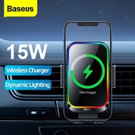 Baseus 15วัตต์รถชาร์จไร้สายที่วางโทรศัพท์เหนี่ยวนำอัตโนมัติชาร์จในรถระบายอากาศยืนสำหรับ iPhone 13ซัมซุงหัวเว่ย Vivo Oppo