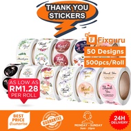 Fixguru 500PCS/Roll Thank You Stickers Envelope Seals 50 Designs  Doorgift Wedding Pelekat
