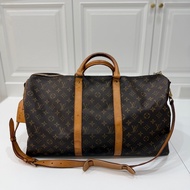 Louis Vuitton LV Keepall 50 旅行袋 旅行包 登機袋 登機包 手提包 肩背包 斜背包