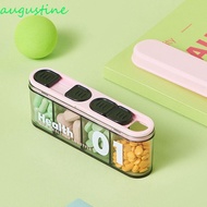 AUGUSTINE 4Grid Pill Case, Plastic Moistureproof Pill Organizer, Portable Long strip Rotatable Lanya