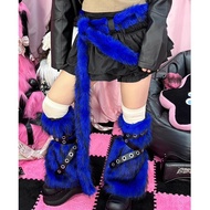 Plush Leg Cover Retro Plush Shoe Cover Faux Fur Boots Socks Millennium Style Hot Girl Belt Autumn Wi