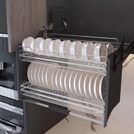 Alcor System Soft-close Elevator Dish Rack with Anti Slip Mat Dish Organizer Upper Cabinet Storage D