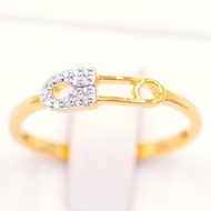 Happy Jewelry แหวนเข็มกลัด ทองแท้ 9k 37.5% เพชรเกสร ME966