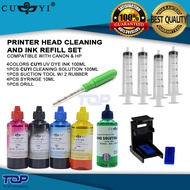 Printer Solution w/ Ink Refill SET for Canon Hp ( Cuyi UV Dye Ink Solution Only Suction Tool Syringe