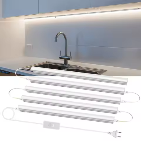 1.64FT T5 Light Bulbs Tube led 220V 110V 230V 50CM with Switch Power Cord Bar Lamp Kitchen Ceiling H