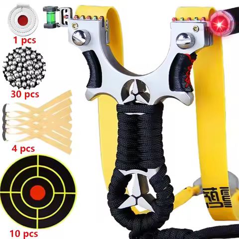 Laser slingshot High Quality Alloy Slingshot Flat Rubber Band Hunting Shooting Outdoor Catapult Hunt