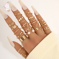 【E.five】 Design Sense Open Ring Niche Butterfly Ring 22-piece Set Simple Joint Ring Women E