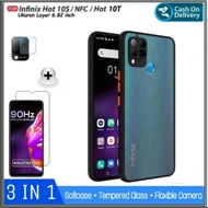 case infinix hot 10s soft hard + tempered glass + tempered camera - biru
