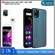 case infinix hot 10s soft hard + tempered glass + tempered camera - merah