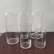 Simple Cylindrical Transparent Glass Straight Vase Cylindrical Small Mouth Cup Flower Arrangement Va