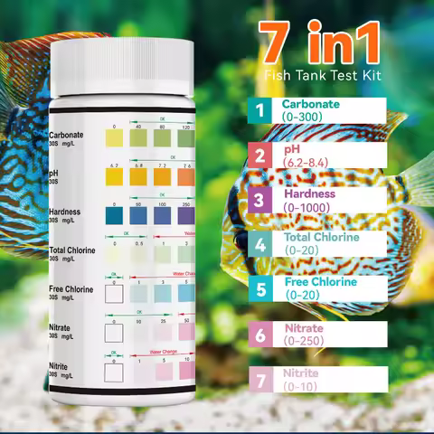 Aquarium Test Strips Freshwater PH Water Quality Test Kit for Fish Tank Swimming Pool Ammonia Nitrit