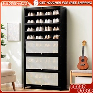 Dustproof Shoe Cabinet Black Shoe Rack with Breathable Flip Door Large Capacity Tall Shoes Cabinet Home Entrance Shoe Shelf - 3/5/7/9/11Tier