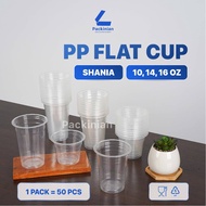 [50Pcs] PP Flat Cup Shania Weight 4.5grams 10, 12, 14, 16 Oz Transparent Plastic Packaging