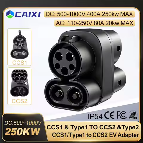 CAIXI CCS1 to CCS2 250kw MAX EV Electric Vehicle Charger DC 1000V 400A Fast Ev Charging Adapter Supp