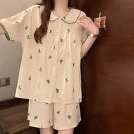 Bộ bộ đồ pijamas Mùa Hè Nữ zebina với in hình trái tim và cổ Peter Pan