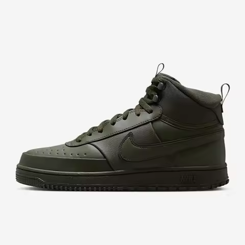 Nike Court Vision Men's Black and White Olive Green Brown Comfortable and Versatile Mid-Top Casual S