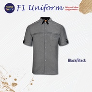 CORPORATE UNIFORM BLACK F14402 60% COTTON/40% POLYESTER COLLAR SHORT SLEEVE UNISEX F144 F1SHIRT