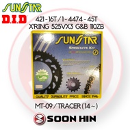 YAMAHA MT09 TRACER SPROCKET MT09 SET SUNSTAR DID XRING 525VX3 G&B 110ZB [2014 ~]