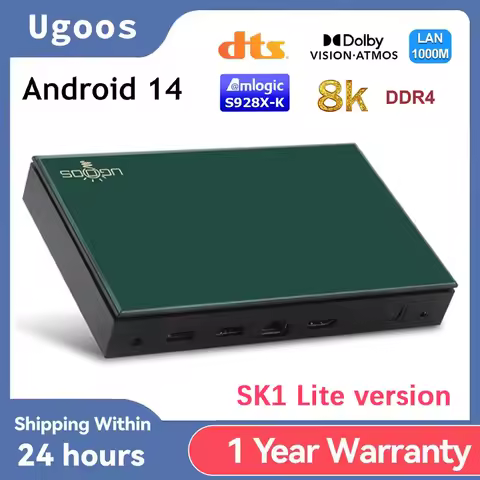 Ugoos SK1 Lite Smart TV Box Android 14 Amlogic S928X-K 4GB 64GB WIFI 6 BT5.2 1000M Set Top Box Suppo