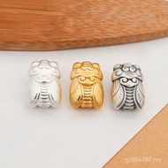 Silver Hard 3D Spacer Beads Braided s999 Material DIY Summer Cicada Transfer Beads Beaded Bracelet H