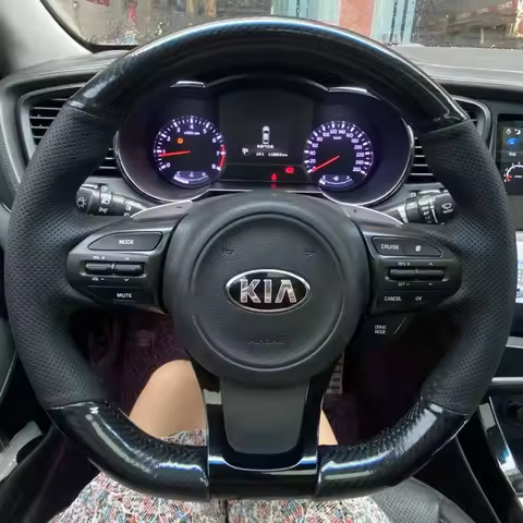 Hand-stitched Carbon Fibre Genuine Leather Steering Wheel Cover For Kia K5 Optima K4 Cachet 2013-201
