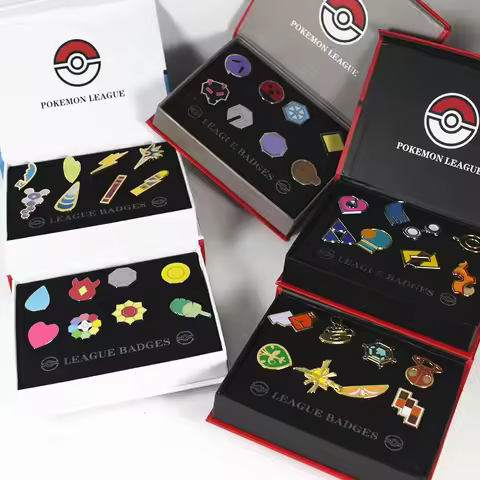 Pokemon League GYM Badge Anime Figures Pocket Monster King of Heaven Gymnasium Metal Badge Pikachu M