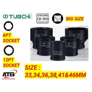 【1/2" x 33mm - 46mm】 IMPACT SOCKET 1/2 INCH DR. STD. LENGTH – 12PT/6PT BOX SOCKET
