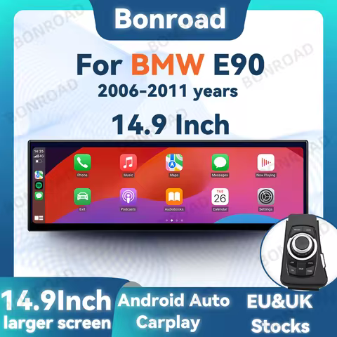 BONROAD 14.9 inch 2560*720P For BMW 3 Series E90 E91 E92 E93 Wireless Carplay Car Radio GPS Navigati