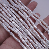 3-6mm white color natural freshwater biwa pearl strand straight hole for jewelry making