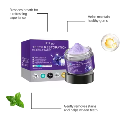 Purple Teeth Whitening Powder Toothpaste Brighten Yellow Teeth Remove Tooth Stain Fresh Breath Denta