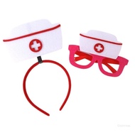 Crazy Nurse Costume Accessories Nurse Caps Glasses Nurse Headband Party Eyewear for Nurse Graduation
