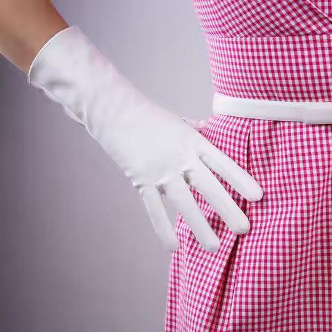 Tech Gloves Faux Patent Leather Wrist Long Short Coffee Black White Touchscreen 28cm LLDLLNT