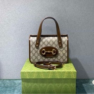 GUCCI古馳 Horsebit 1955 馬銜扣復古金扣老花Logo 迷你 女款